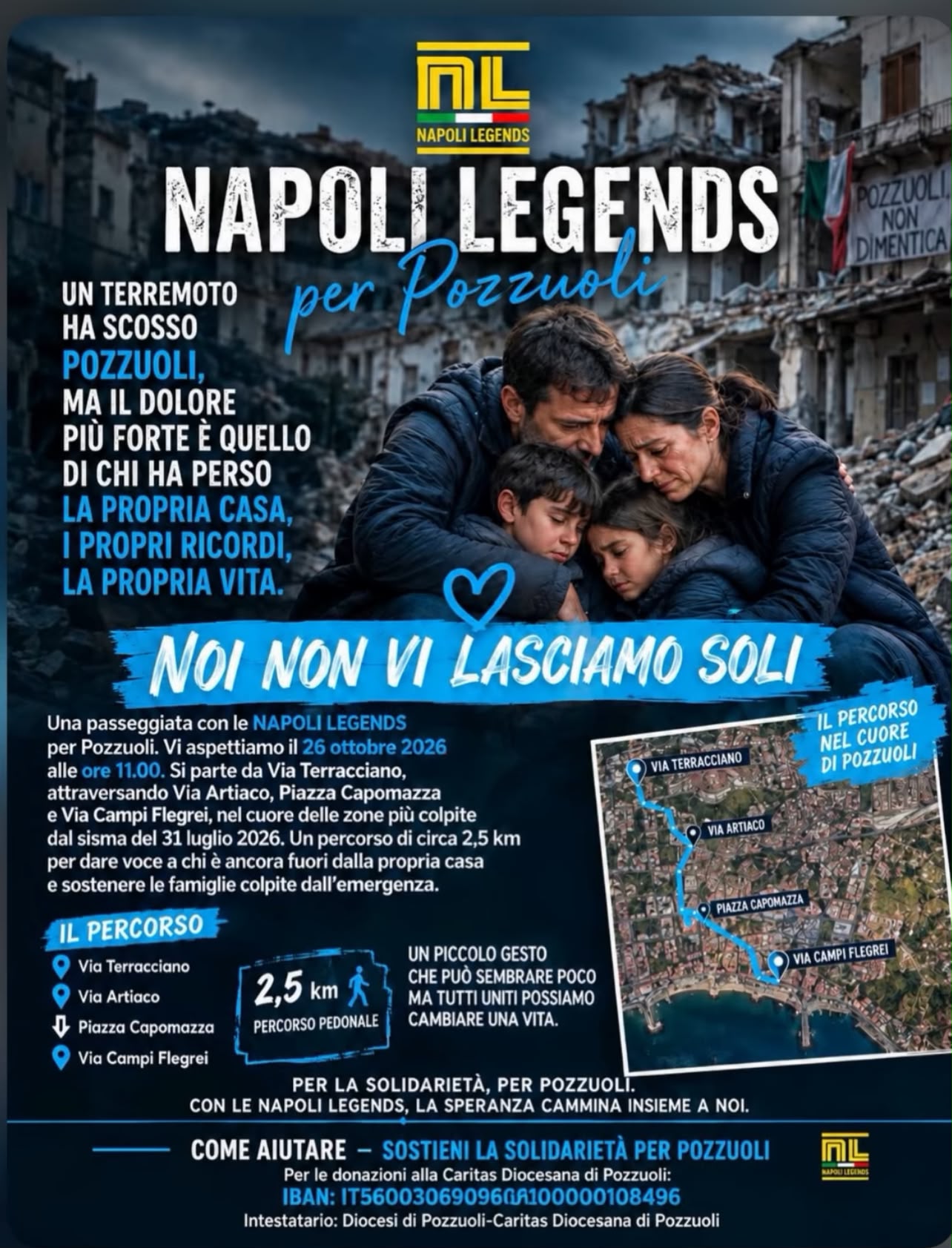 Napoli Legends il 26 ottobre in marcia per Pozzuoli
